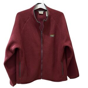 LL BEAN Maroon fleece full zip jacket size XL